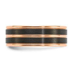 Black Zirconium Brushed and Polished Rose IP-plated 8mm Band