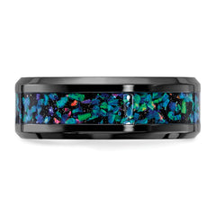 Black Zirconium Polished with Imitation Opal Inlay 8mm Band