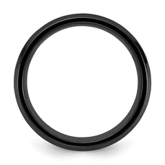 Black Zirconium Polished with Blue Imitation Opal Inlay 8.00mm Band