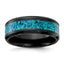Blue Simulated Opal Inlay Wedding Band in Black Zirconium, 8mm - Sophia Jewelers