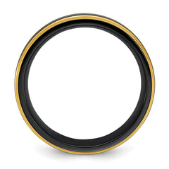 Black Zirconium Polished Yellow IP-plated w/Brushed Black Center 8mm Band