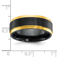 Black Zirconium Polished Yellow IP-plated w/Brushed Black Center 8mm Band