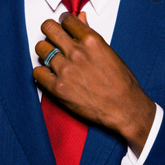 Black Zirconium Brushed and Polished with Imitation Turquoise Inlay 8mm Band