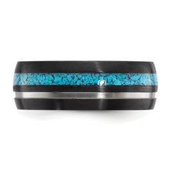 Black Zirconium Brushed and Polished with Imitation Turquoise Inlay 8mm Band