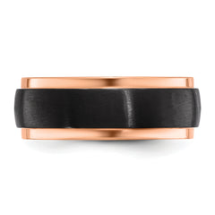 Black Zirconium Brushed and Polished Rose IP-plated 8mm Band