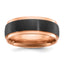Men's Two-Tone Wedding Band in Black Zirconium & Rose, 8mm - Sophia Jewelers