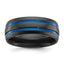 Black Zirconium Polished with Blue IP-plated Stripes 8mm Band