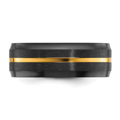 Black Zirconium Brushed and Polished Yellow IP-plated 8mm Band