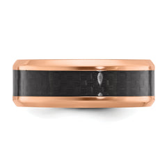 Black Zirconium Polished Rose IP-plated Edges with Black Carbon Fiber Inlay 8mm Band