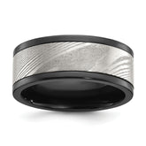 Black Zirconium Polished with Damascus Inlay 9mm Band