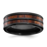 Black Zirconium Polished with Wood Inlay Center 8mm Band