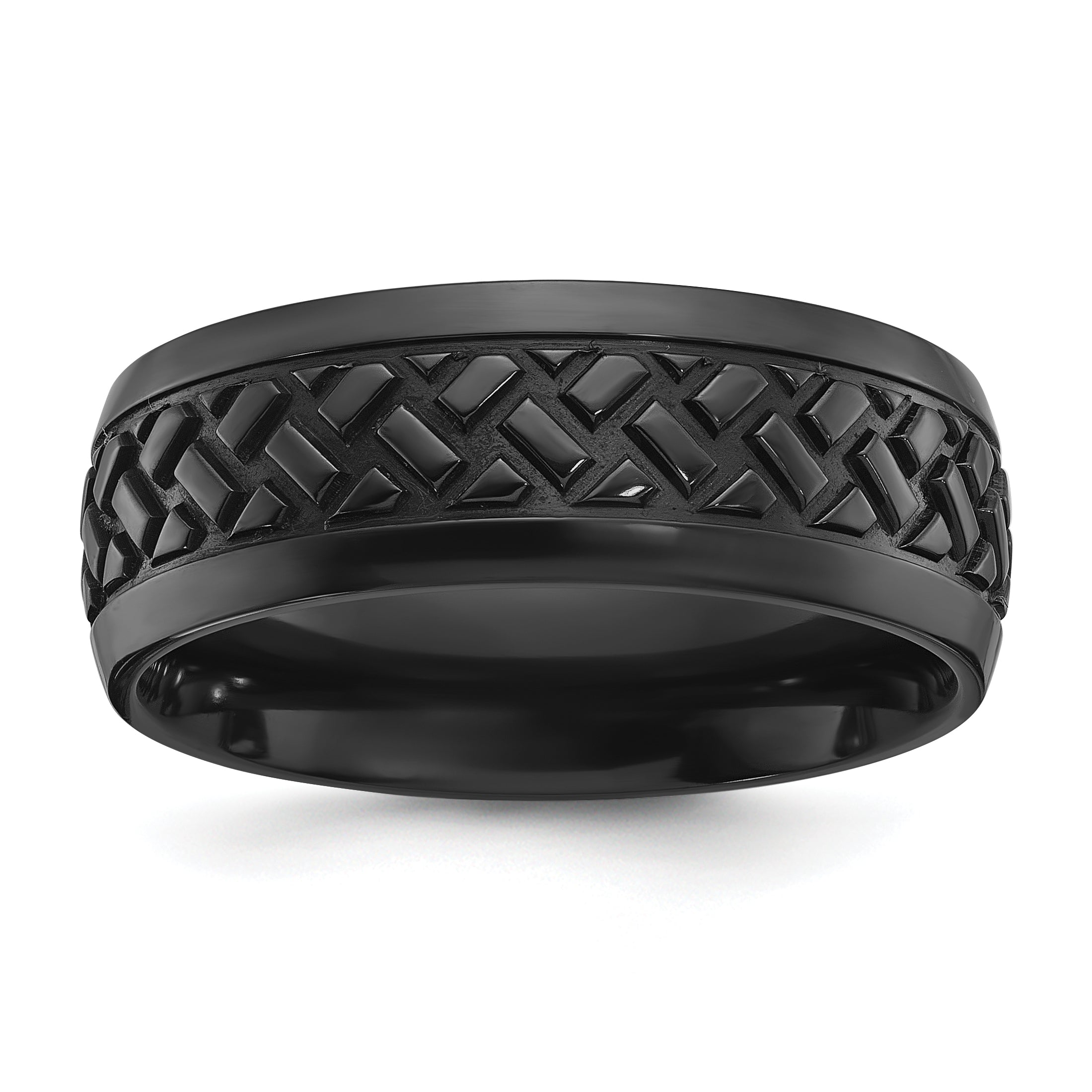 Black Zirconium Polished 8mm Grooved Band