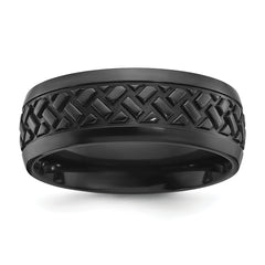 Black Zirconium Polished 8mm Grooved Band