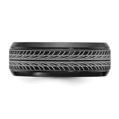 Black Zirconium Polished Lasered Tire Design 8mm Band