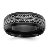 Black Zirconium Polished Lasered Tire Design 8mm Band