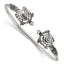Sterling Silver 925 Turtle Cuff Bangle with Polished Antiqued Finish