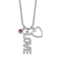 Sterling Silver Rhodium-plated CZ and Heart Diamond Cut Bead Chain Necklace