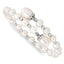 Sterling Silver 925 Pearl Wrap Bracelet with Rhodium-Plated Diamond Cut Beads