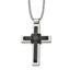 Sophia Jewelers Men's Polished Black IP-Plated Stainless Steel Cross Necklace