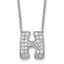 14k White Gold 5/8 carat Lab Grown Diamond VS+ F+ Complete Letter H 18 inch Initial Necklace