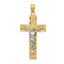 14K Two-Tone Gold Crucifix Pendant with Diamond-Cut Texture, Polished Finish