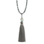 Sterling Silver Beaded Necklace with Green Glass & Tassel