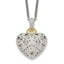 Shey Couture Sterling Silver Antiqued with 14K Accent 18 Inch Diamond Vintage Heart Necklace