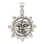 Men's Sterling Silver 925 Antiqued Sun & Moon Face Pendant