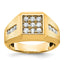 10k Men's Polished and Satin 1 Carat A Quality Diamond Square Cluster Ring