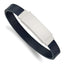 Stainless Steel Polished Navy Blue Leather ID Bracelet for Men