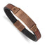 Stainless Steel Brushed Brown IP-plated Brown Leather ID Bracelet for Men