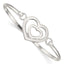 Sterling Silver 925 Polished Heart Bangle Bracelet for Women