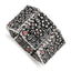 Stainless Steel Antiqued and Polished with Red Cubic Zirconia Stretch Bracelet for Women