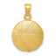 14K Gold Basketball Pendant with Polished Finish and Textured Design