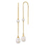 14k Polished 4-5mm Near Round and 7-8mm Teardrop White Freshwater Cultured Pearl and Chain Threader Earrings