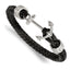 Stainless Steel Polished Anchor Black Braided Leather Bracelet for Men