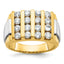 14k Two-tone Men's Polished and Textured 4-Row 2 Carat AA Quality Diamond Ring