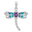 Sterling Silver Dragonfly Pendant with Amethyst & Opal Elegance
