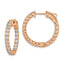Sterling Shimmer Sterling Silver Rose-tone Rose Gold-plated 40 Stone 2.25mm CZ In and Out Round Hinged Hoop Earrings