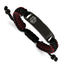 Stainless Steel Polished Black IP-plated with White Enamel Black and Red Nylon Adjustable Medical ID Bracelet