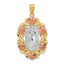 14K Two-Tone Gold Lady of Guadalupe Pendant with White Rhodium and Polished Finish