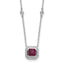 Cheryl M Sterling Silver Rhodium-plated Polished Fancy Lab Created Ruby and CZ Station Necklace
