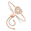 Sterling Silver Rose Gold CZ Heart Adjustable Filigree Bracelet