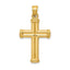 14K Gold Hollow Cross Pendant with Polished 3D Design