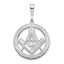 14K White Gold Masonic Symbol Pendant with Polished Textured Finish for Men