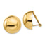 14K Gold Half Ball Non-Pierced Button Earrings, Polished 16mm