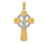14K Two-Tone Gold St. Patrick Celtic Cross Pendant with Rhodium Detail