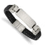 Stainless Steel Brushed Black Leather ID Bracelet for Men