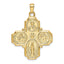 14K Gold Polished Four-Way Medal Pendant with Detailed Themed Design