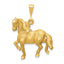 14K Gold Brushed Horse Pendant for Men, Diamond-Cut Finish, 32mm